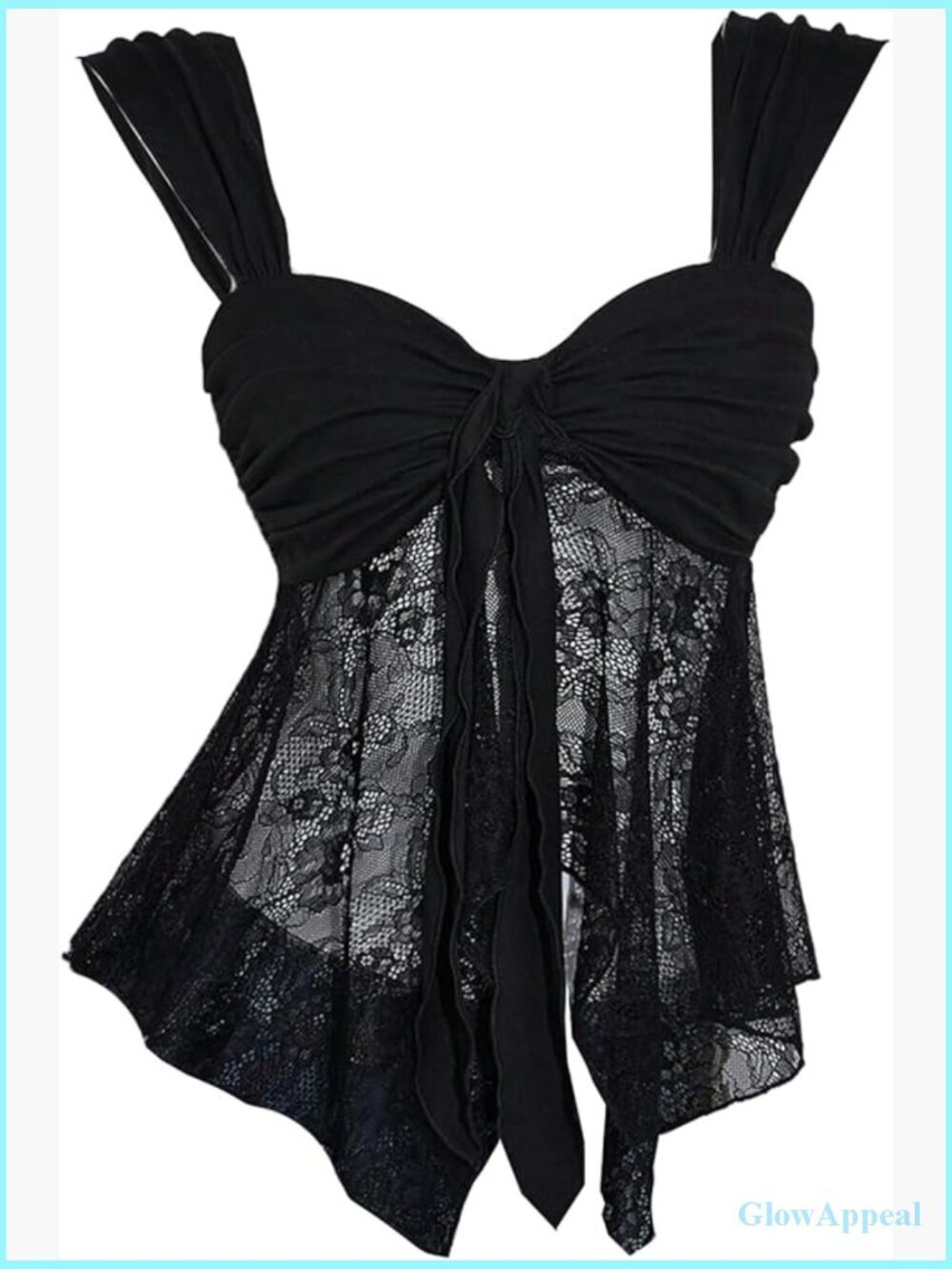 Sheer Mesh Lace Tank Top Y2k Asymmetrical Sweetheart Sleeveless Going Out Top